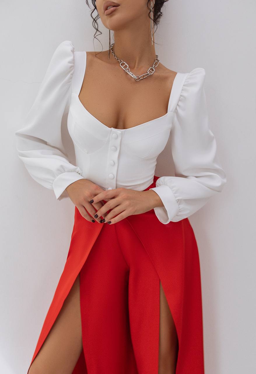 Sweetheart Puff-Sleeve Blouse