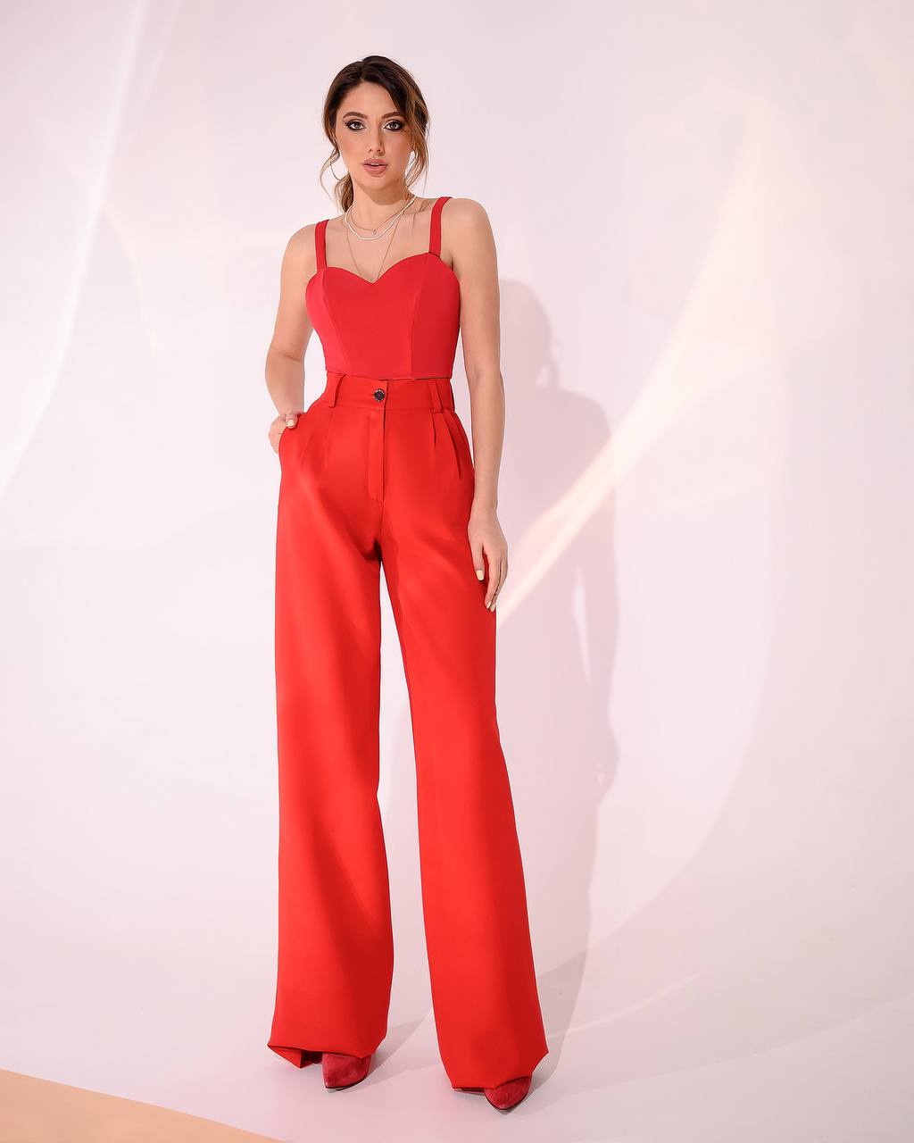 High Waist Fitted Palazzo Pants