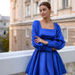 Satin Long Sleeve Mini Dress