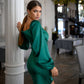 Satin Puff-Sleeve Mini Dress