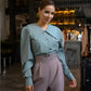 Puff Sleeve Collared Blouse