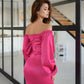 Satin Puff-Sleeve Mini Dress