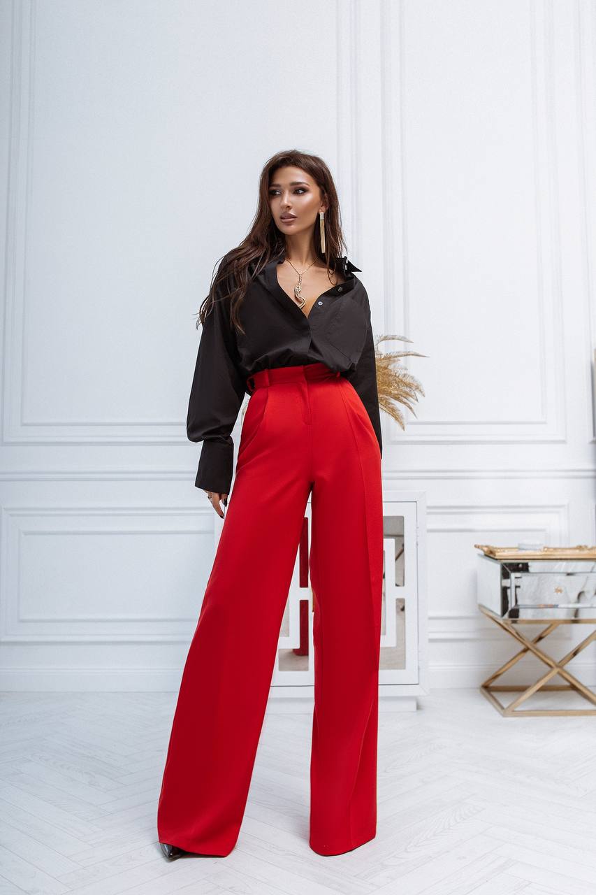 Palazzo High Rise Pants with Belt