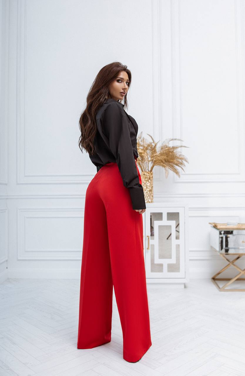 Palazzo High Rise Pants with Belt