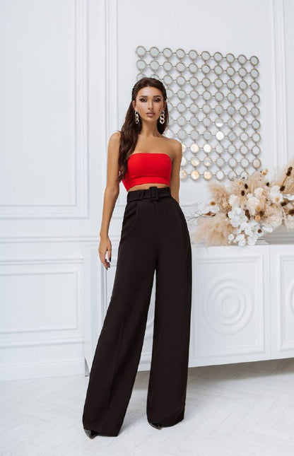 Palazzo High Rise Pants with Belt