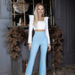 Square Neck Long Sleeve Crop Top