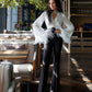 Silk Feather Sleeve Blouse