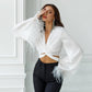 Silk Feather Sleeve Blouse