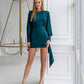 Silk Puff Sleeve Mini Dress