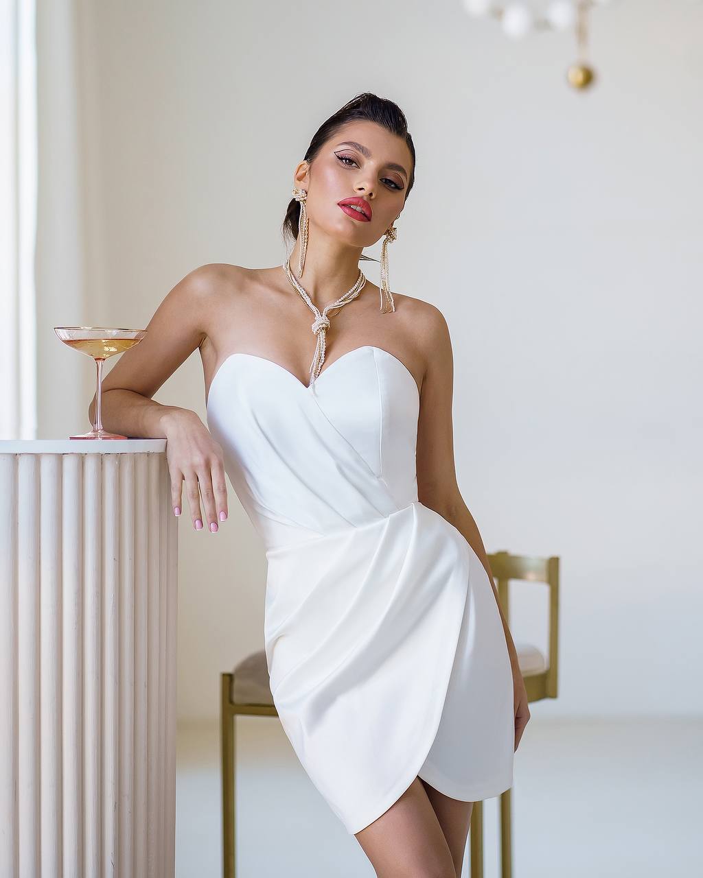 Bridal Satin Strapless Mini Dress