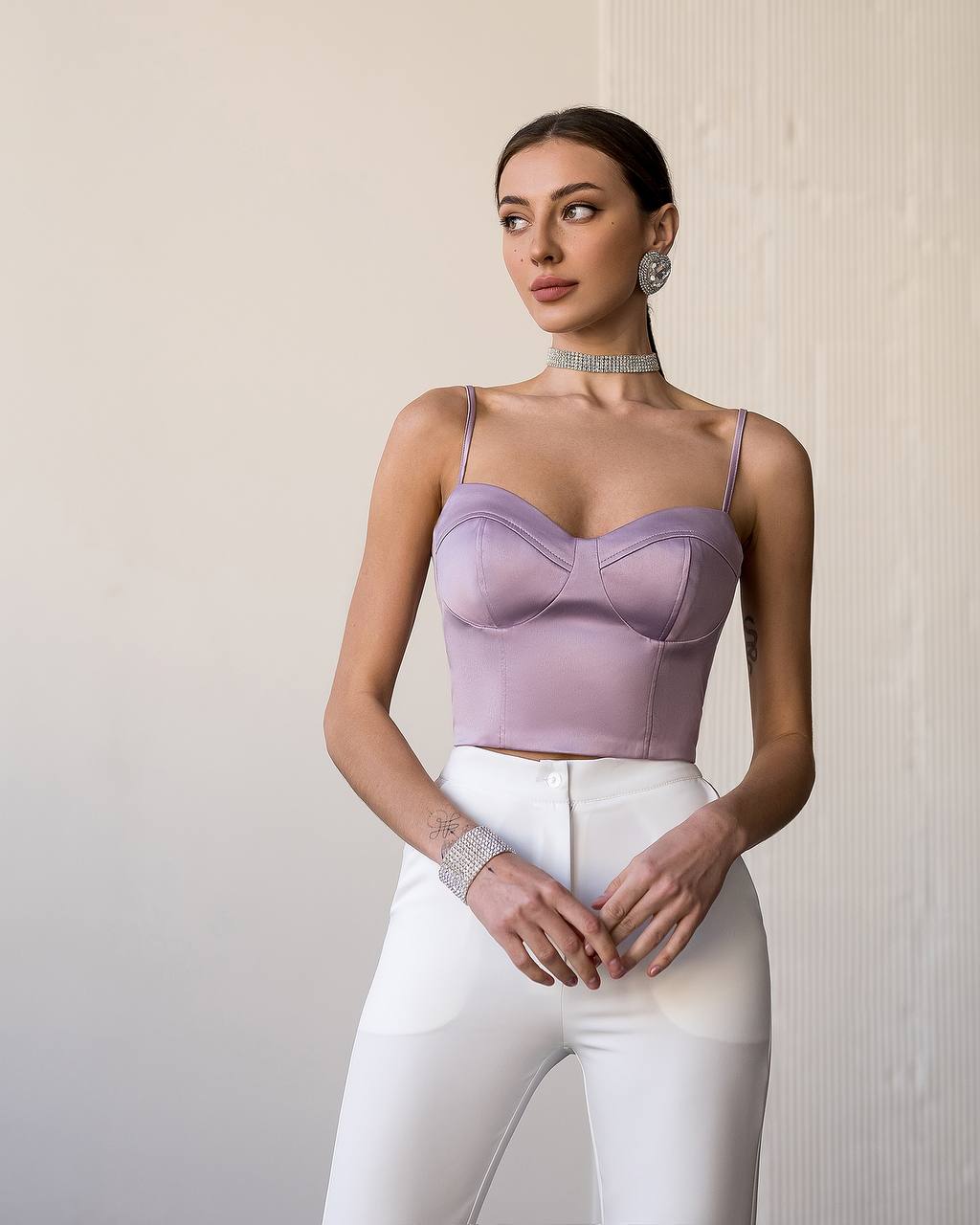 Satin Strappy Sweetheart Top