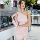 One-Shoulder Satin Midi Dress