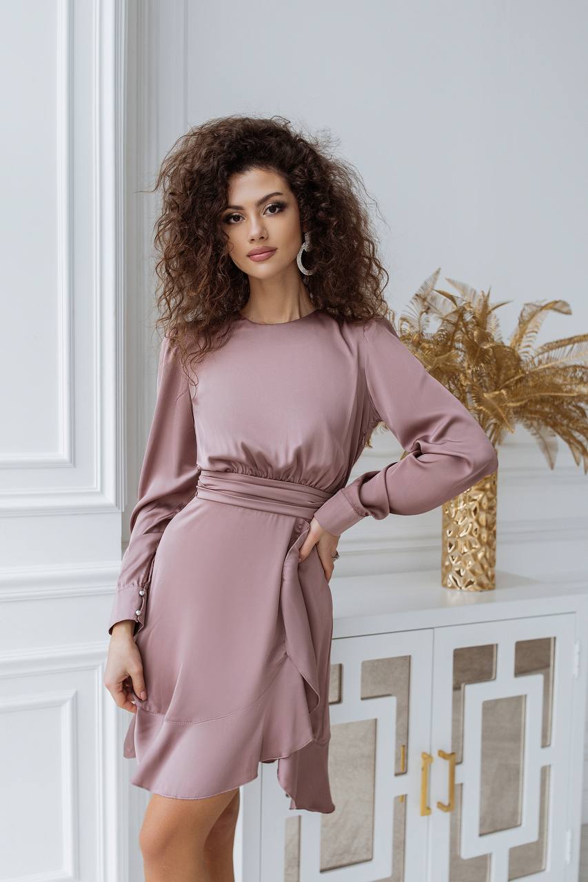 Silk Thigh-Slit Mini Dress