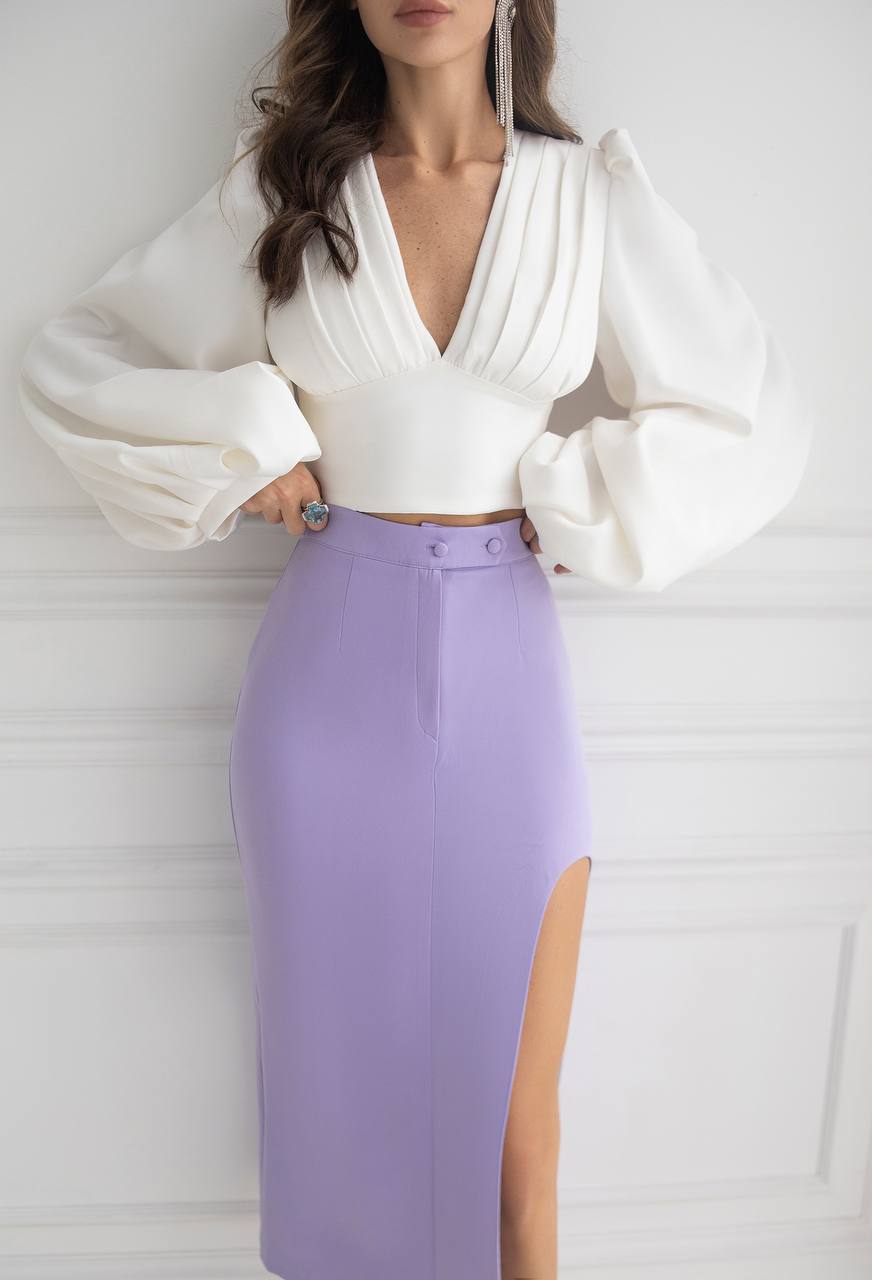 High Waist Side-Slit Pencil Skirt