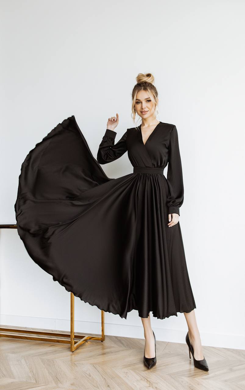 Silk Long Sleeve Maxi Dress