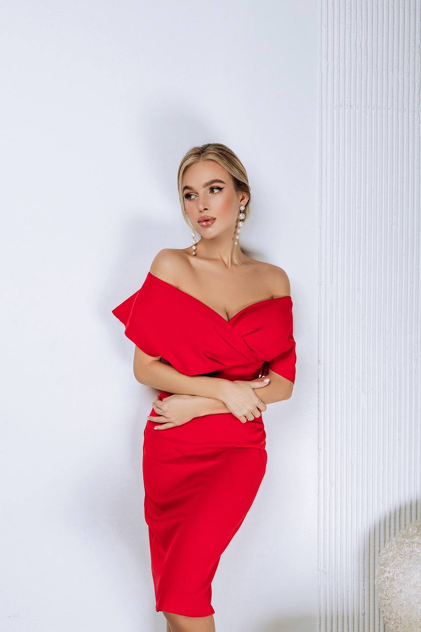 Off-the-shoulder Midi Dress