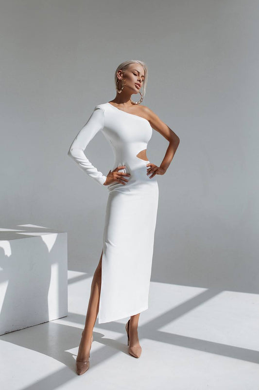 One-Shoulder Cut-Out Midi Dress