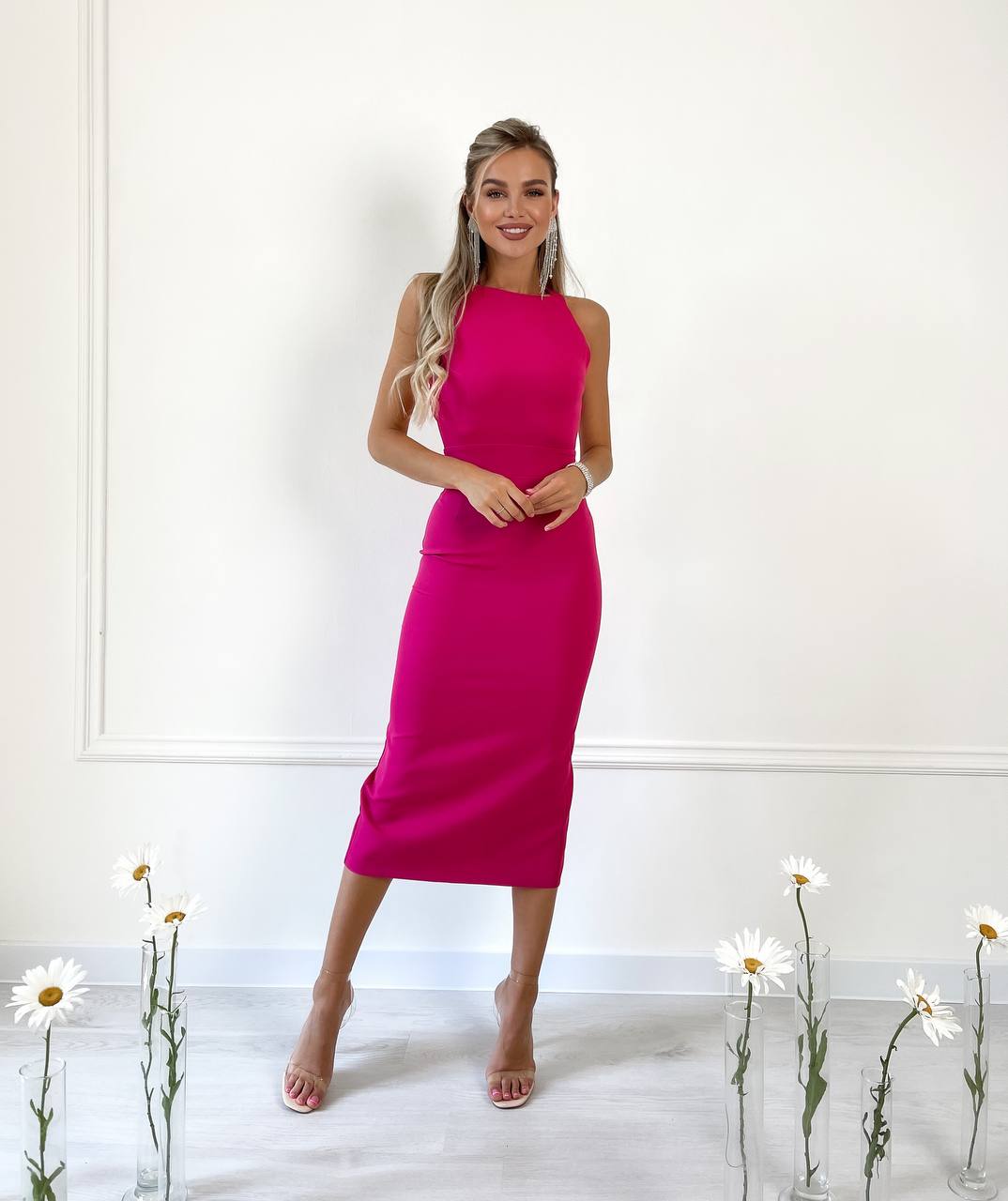 Pencil Backless Midi Dress