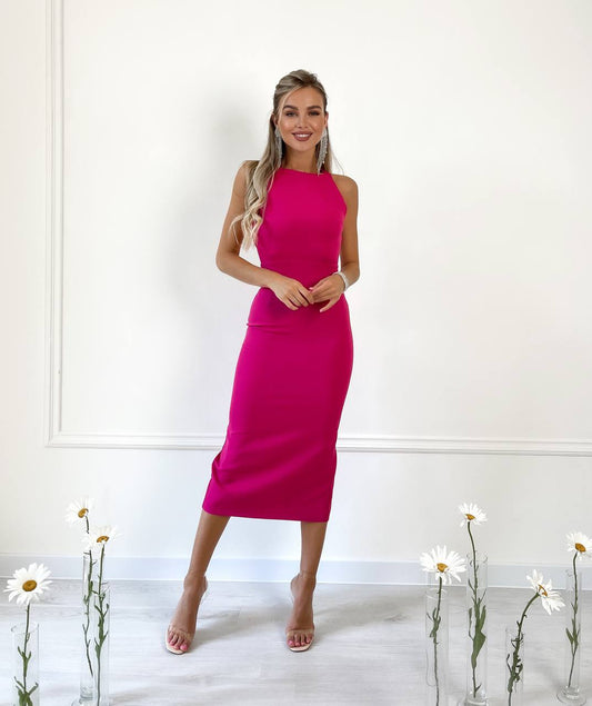 Pencil Backless Midi Dress