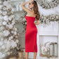 Satin V-neck Cocktail Midi Dress