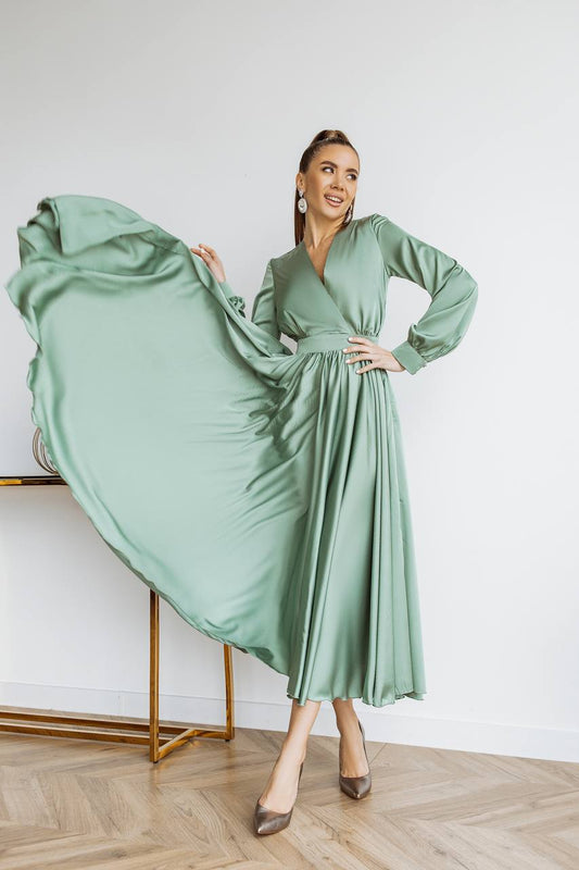 Silk Long Sleeve Maxi Dress
