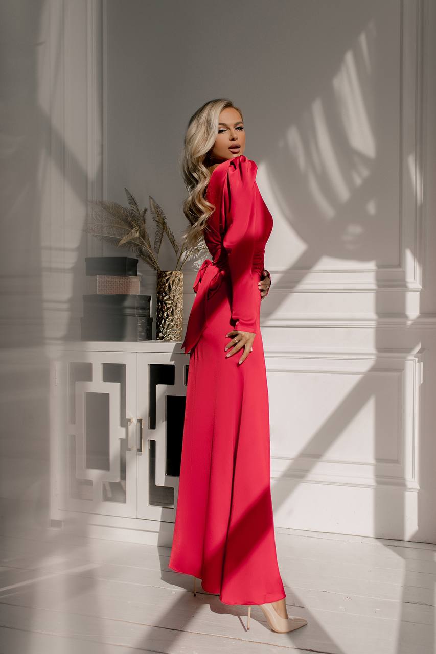 Puff Sleeve Belted Maxi Dress