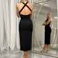 Pencil Backless Midi Dress