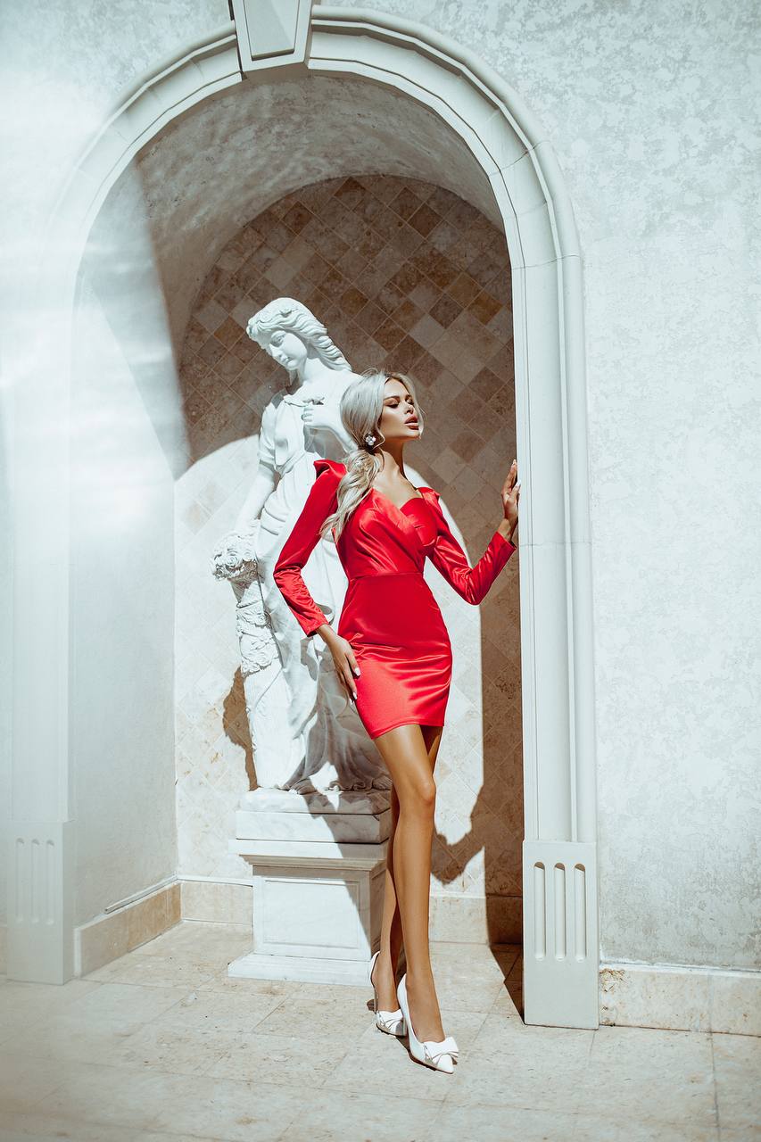Satin Long Sleeve Mini Dress