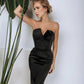 Satin V-neck Cocktail Midi Dress