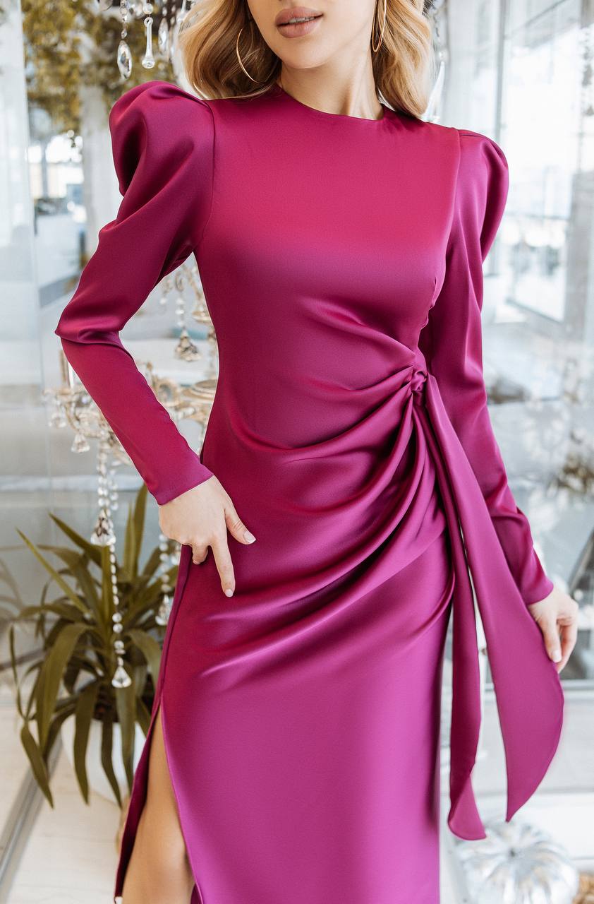 Puff Sleeve Wrap Dress