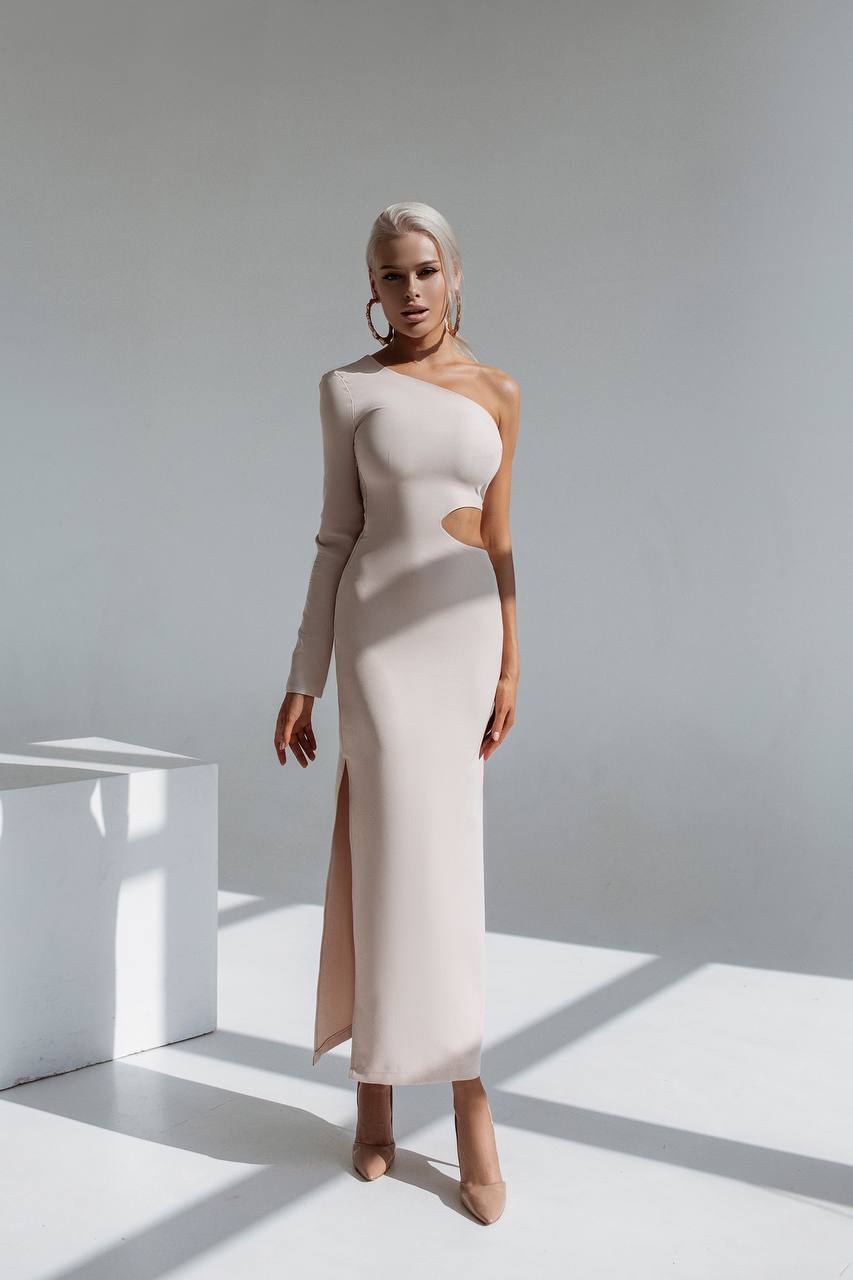 One-Shoulder Cut-Out Midi Dress
