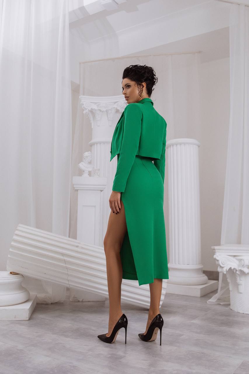 Crop Jacket Skirt Suit 2-Piece