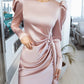 Puff Sleeve Wrap Dress